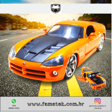 Miniatura de Ferro Dodge Viper Laranja SRT10  2008 Escala 1/24