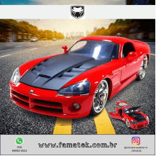 Miniatura de Ferro Dodge Viper Vermelho SRT10  2008 Escala 1/24