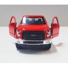 Miniatura de Ferro Ford F-150 Picape Vermelha Comum Regular Cab Escala 1/46