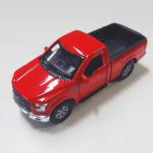 Miniatura de Ferro Ford F-150 Picape Vermelha Comum Regular Cab Escala 1/46