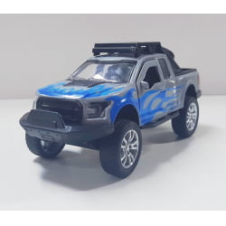  Miniatura de Ferro Ford Raptor 4x4 chamas Azul Escala 1/46