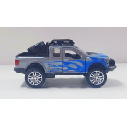  Miniatura de Ferro Ford Raptor 4x4 chamas Azul Escala 1/46