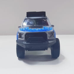  Miniatura de Ferro Ford Raptor 4x4 chamas Azul Escala 1/46