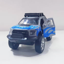  Miniatura de Ferro Ford Raptor 4x4 chamas Azul Escala 1/46