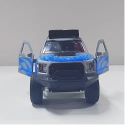  Miniatura de Ferro Ford Raptor 4x4 chamas Azul Escala 1/46