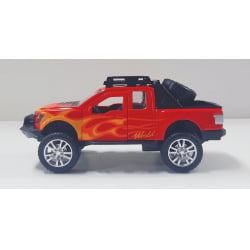  Miniatura de Ferro Ford Raptor 4x4 chamas Vermelho Escala 1/46