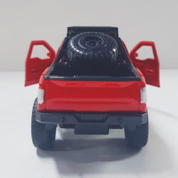  Miniatura de Ferro Ford Raptor 4x4 chamas Vermelho Escala 1/46