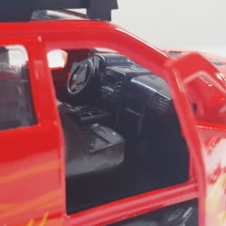  Miniatura de Ferro Ford Raptor 4x4 chamas Vermelho Escala 1/46