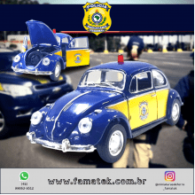 Miniatura de Ferro Fusca PRF Polícia Rodoviária Federal Escala 1/32