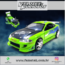 Miniatura de Ferro Mitsubishi Eclipse Velozes e Furiosos Escala 1/24