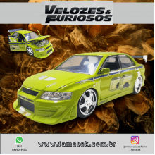 Miniatura de Ferro Mitsubishi Lancer Evo VII Velozes e Furiosos Escala 1/24