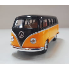 Miniatura de Ferro Volks 1962 Kombi Clássica Corujinha Amarelo com preto Escala 1/32