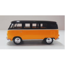 Miniatura de Ferro Volks 1962 Kombi Clássica Corujinha Amarelo com preto Escala 1/32