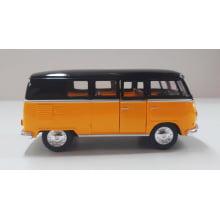 Miniatura de Ferro Volks 1962 Kombi Clássica Corujinha Amarelo com preto Escala 1/32