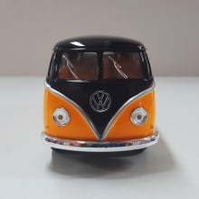 Miniatura de Ferro Volks 1962 Kombi Clássica Corujinha Amarelo com preto Escala 1/32