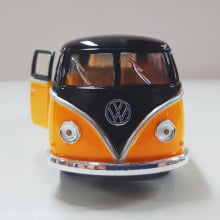 Miniatura de Ferro Volks 1962 Kombi Clássica Corujinha Amarelo com preto Escala 1/32