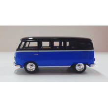 Miniatura de Ferro Volks 1962 Kombi Clássica Corujinha Azul com preto Escala 1/32