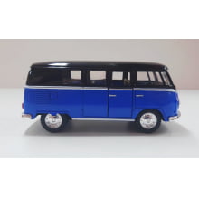 Miniatura de Ferro Volks 1962 Kombi Clássica Corujinha Azul com preto Escala 1/32