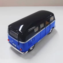 Miniatura de Ferro Volks 1962 Kombi Clássica Corujinha Azul com preto Escala 1/32