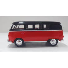 Miniatura de Ferro Volks 1962 Kombi Clássica Corujinha Vermelho com preto Escala 1/32