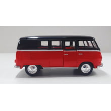 Miniatura de Ferro Volks 1962 Kombi Clássica Corujinha Vermelho com preto Escala 1/32