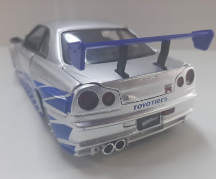 Miniatura Nissan Skyline GT-R BNR34 do Brian Velozes e Furiosos Escala 1/24