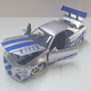 Miniatura Nissan Skyline GT-R BNR34 do Brian Velozes e Furiosos Escala 1/24